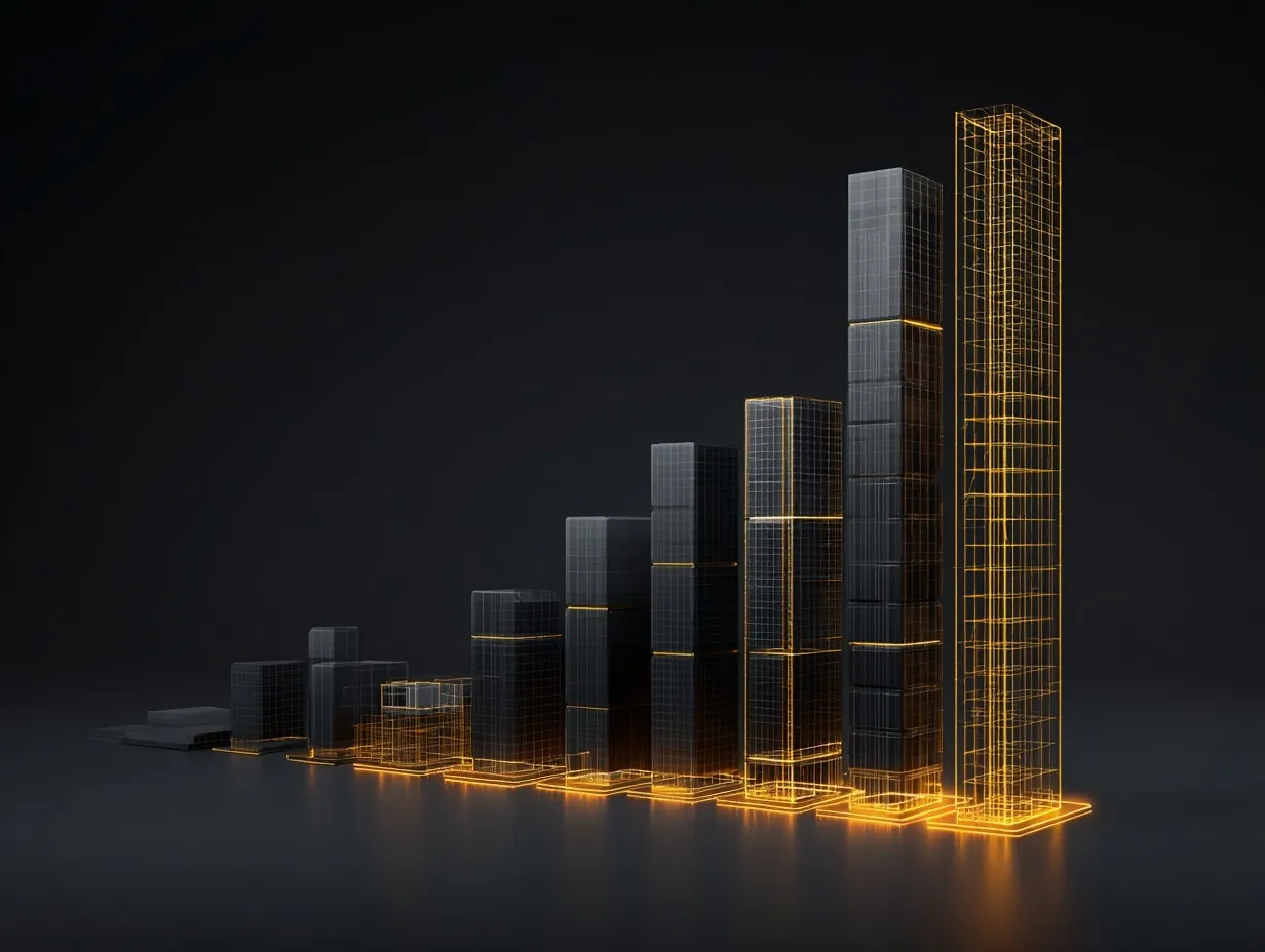Background of buildings combined with glass ascending